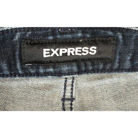 Express Mens Size 34x34 Stretch Classic Slim Fit Dark Wash Blue Jeans - Picture 4 of 7